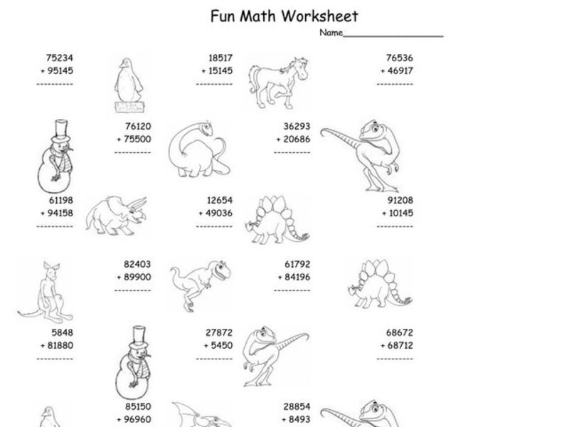 Fun Math Worksheet: Multiple Digit Addition 2 Worksheet