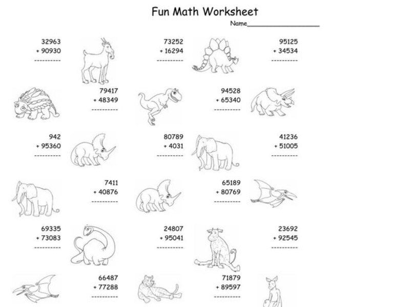 Fun Math Worksheet: Multiple Digit Addition 2 Worksheet