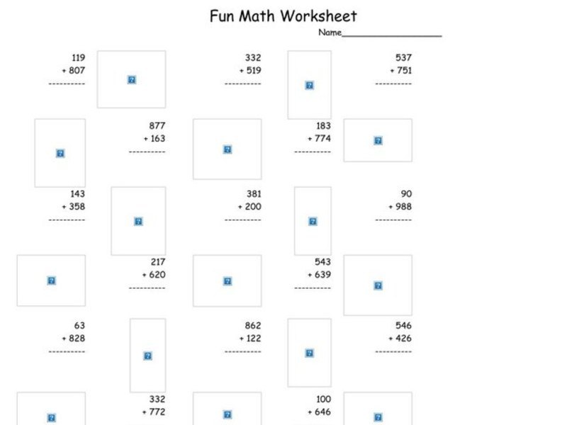 Fun Math Worksheet: Multiple Digit Addition 2 Worksheet