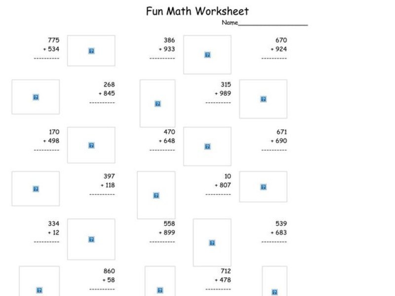 Fun Math Worksheet: Multiple Digit Addition 3 Worksheet