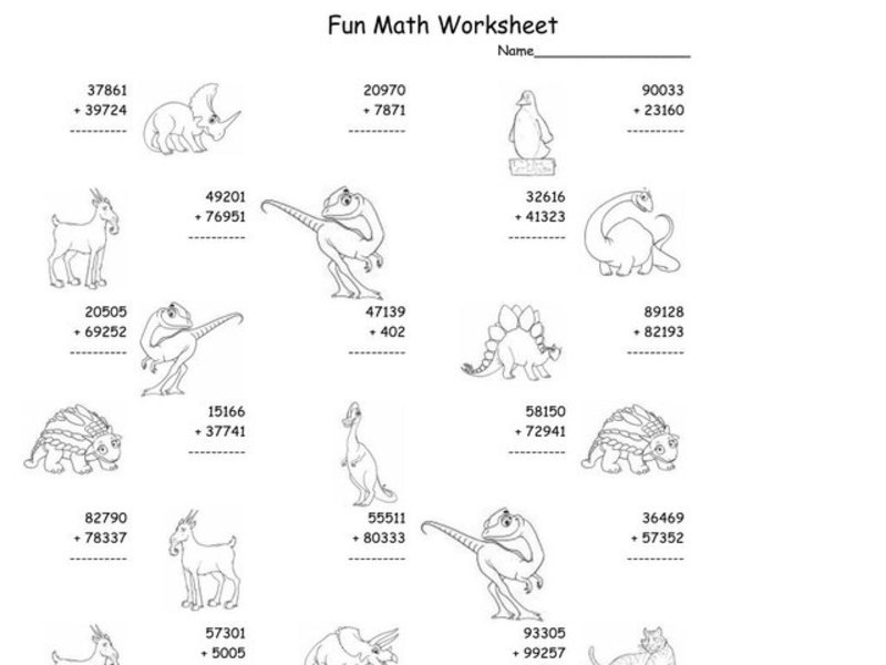 Fun Math Worksheet: Multiple Digit Addition 3 Worksheet