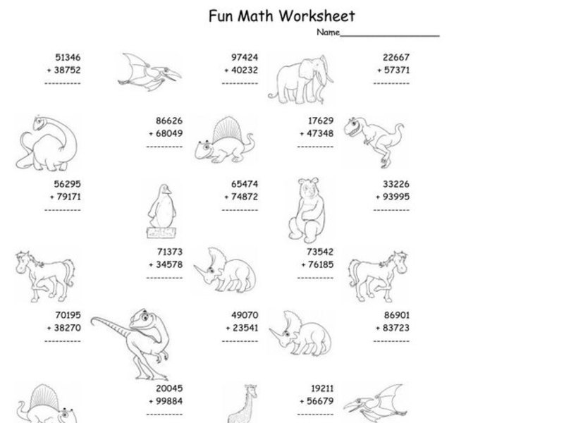 Fun Math Worksheet: Multiple Digit Addition 4 Worksheet