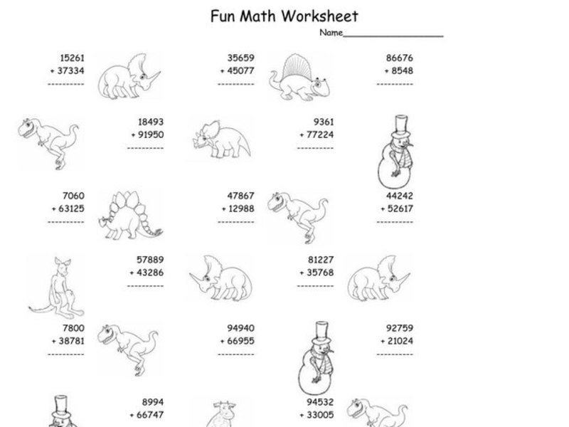 Fun Math Worksheet: Multiple Digit Addition 5 Worksheet