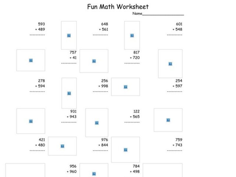 Fun Math Worksheet: Multiple Digit Addition 4 Worksheet