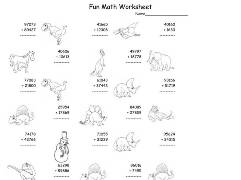 Fun Math Worksheet: Multiple Digit Addition 5 Worksheet