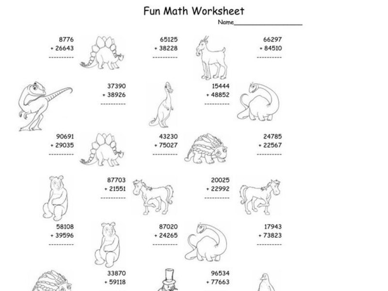 Fun Math Worksheet: Multiple Digit Addition 6 Worksheet