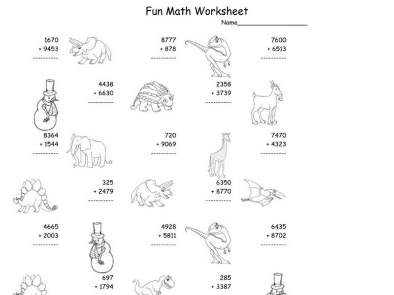 Fun Math Worksheet: Multiple Digit Addition 5 Worksheet