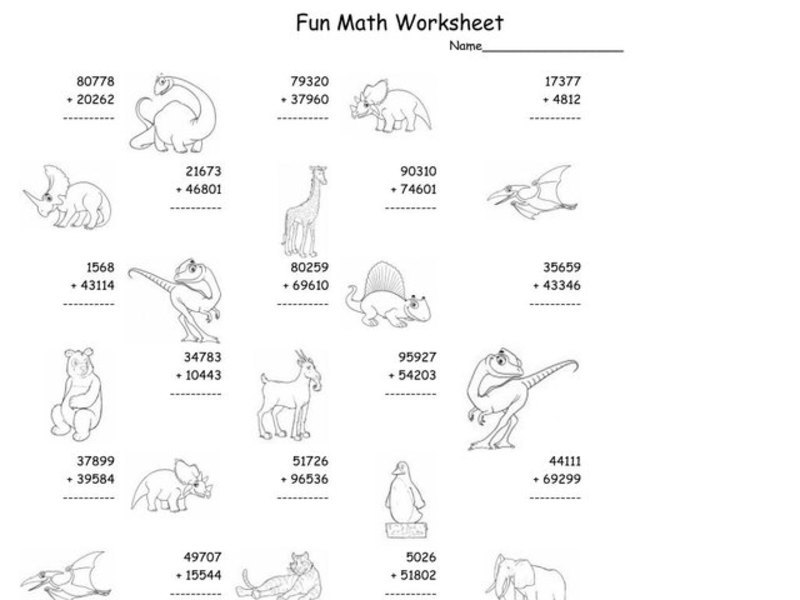 Fun Math Worksheet: Multiple Digit Addition 6 Worksheet