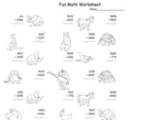 Fun Math Worksheet: Multiple Digit Addition 6 Worksheet