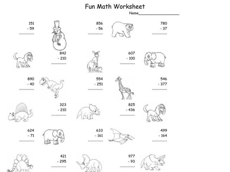 Fun Math Worksheet: Multiple Digit Subtraction Worksheet