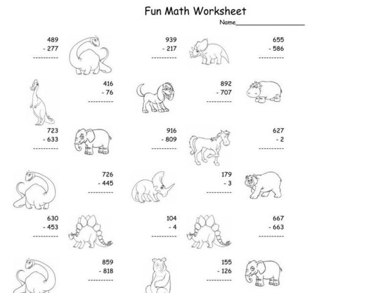 Fun Math Worksheet: Multiple Digit Subtraction 10 Worksheet