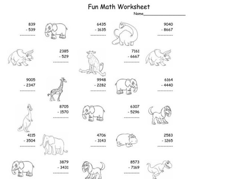 Fun Math Worksheet: Multiple Digit Subtraction 2 Worksheet