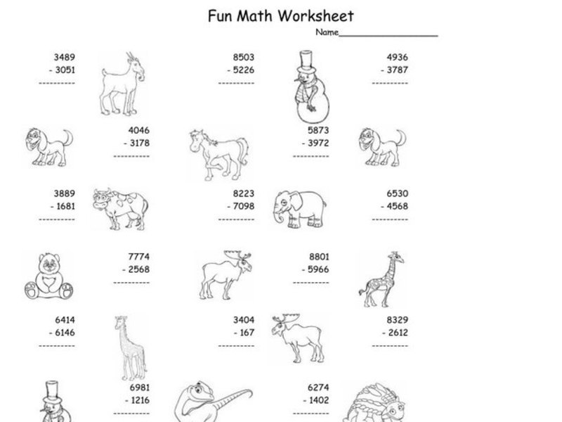 Fun Math Worksheet: Multiple Digit Subtraction 3 Worksheet