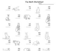 Fun Math Worksheet: Multiple Digit Subtraction 2 Worksheet