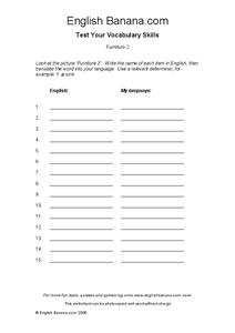 Furniture Worksheet