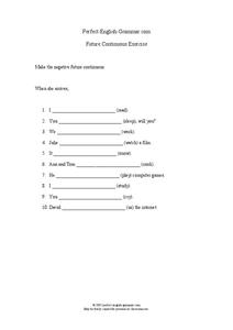 Future Continuous Exercise Worksheet