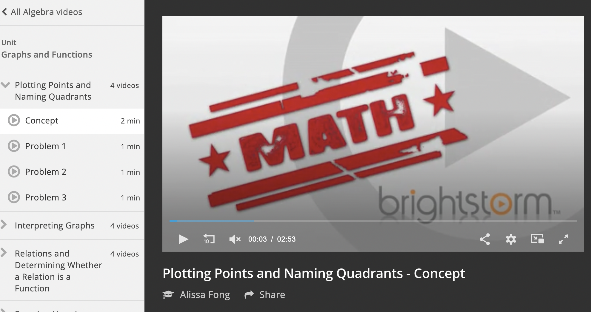 Plotting Points and Naming Quadrants - Concept Instructional Video