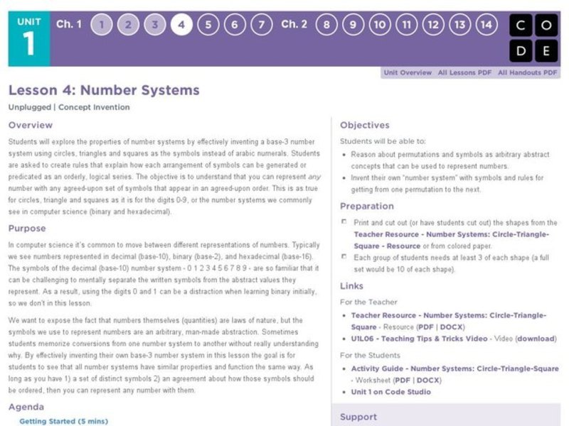 Number Systems Lesson Plan