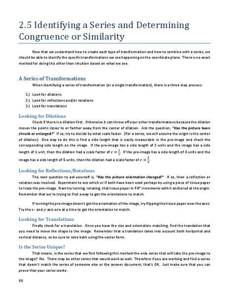 Identifying Series and Determining Congruence or Similarity Handout
