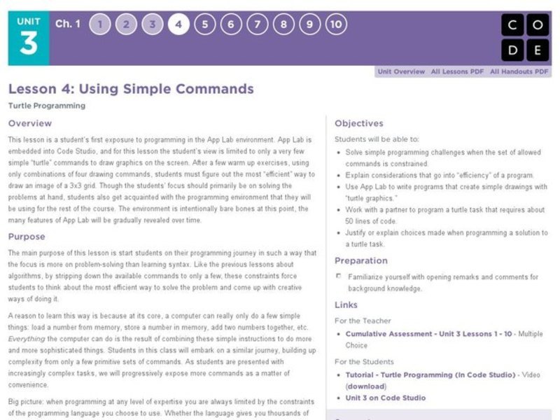 Using Simple Commands Lesson Plan