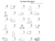 Fun Math Worksheet: Multiple Digit Subtraction 4 Worksheet