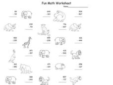 Fun Math Worksheet: Multiple Digit Subtraction 5 Worksheet