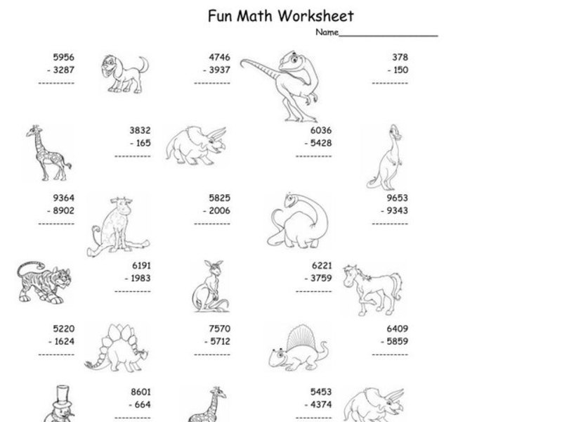 Fun Math Worksheet: Multiple Digit Subtraction 6 Worksheet