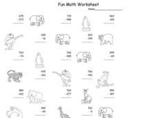 Fun Math Worksheet: Multiple Digit Subtraction 7 Worksheet