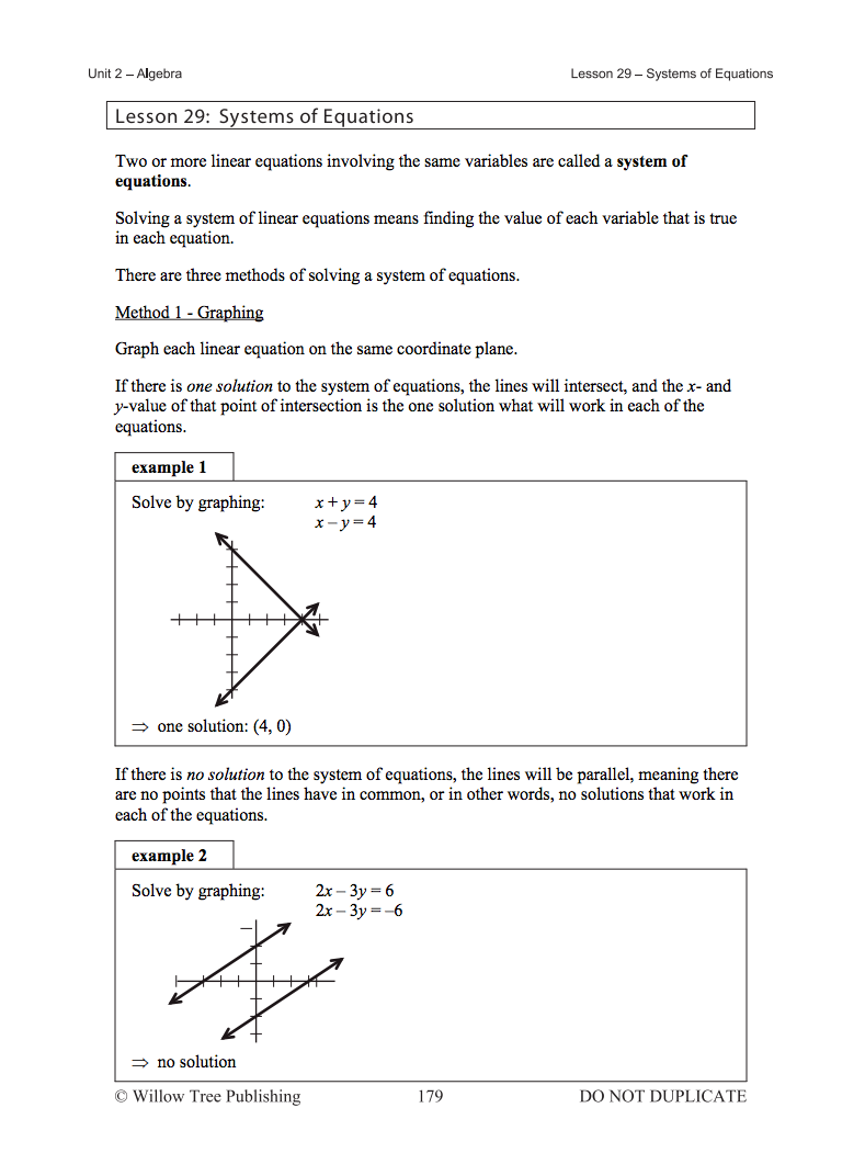Systems of Equations Lesson Plan