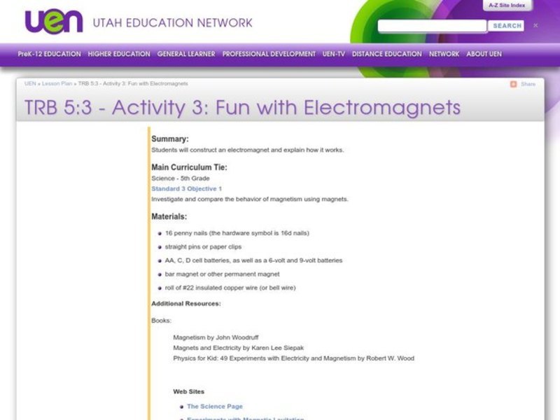 Fun With Electromagnets Lesson Plan