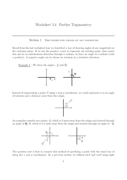 Further Trigonometry Worksheet