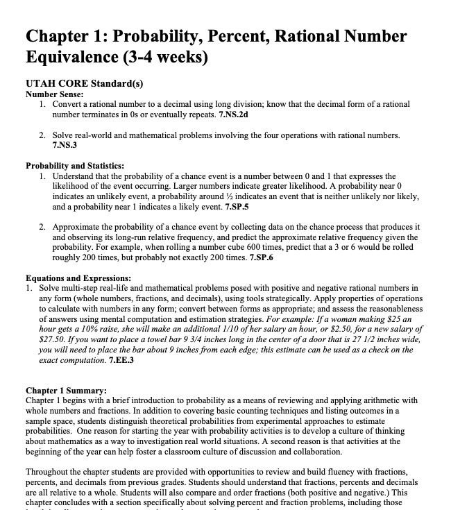 Probability, Percent, Rational Number Equivalence Workbook