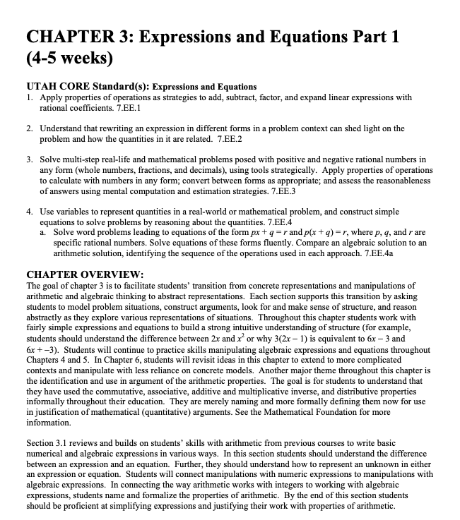 Expressions and Equations Part 1 Workbook