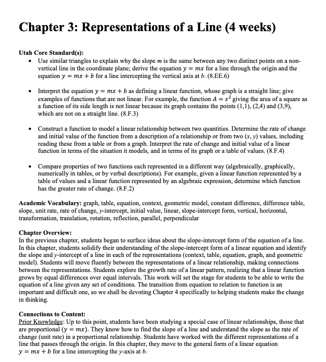 Representations of a Line Workbook
