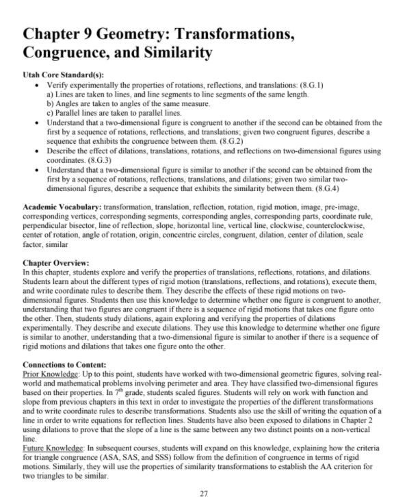 Geometry: Transformations, Congruence, and Similarity Workbook