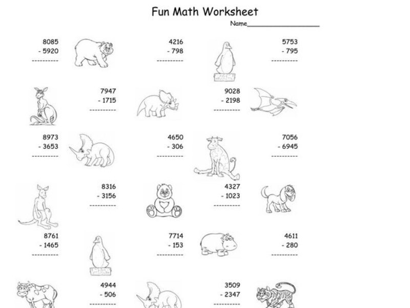 Fun Math Worksheet: Subtraction Worksheet