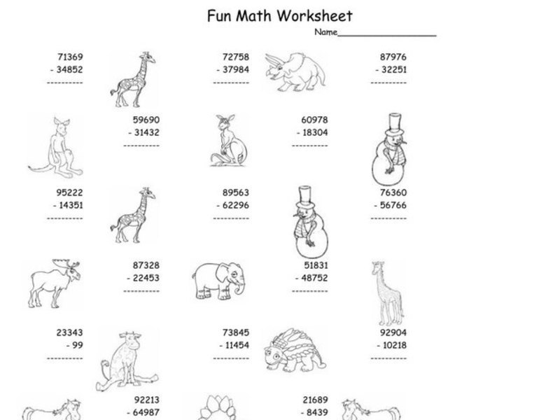 Fun Math Worksheet: Subtraction Worksheet