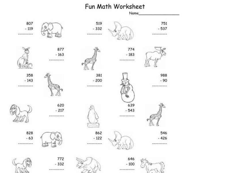 Fun Math Worksheet: Subtraction Worksheet