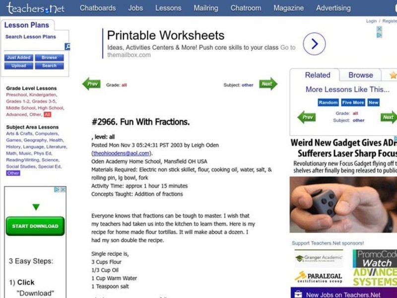 Fun with Fractions Lesson Plan