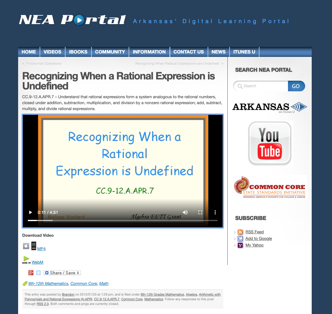 Recognizing When a Rational Expression is Undefined Instructional Video