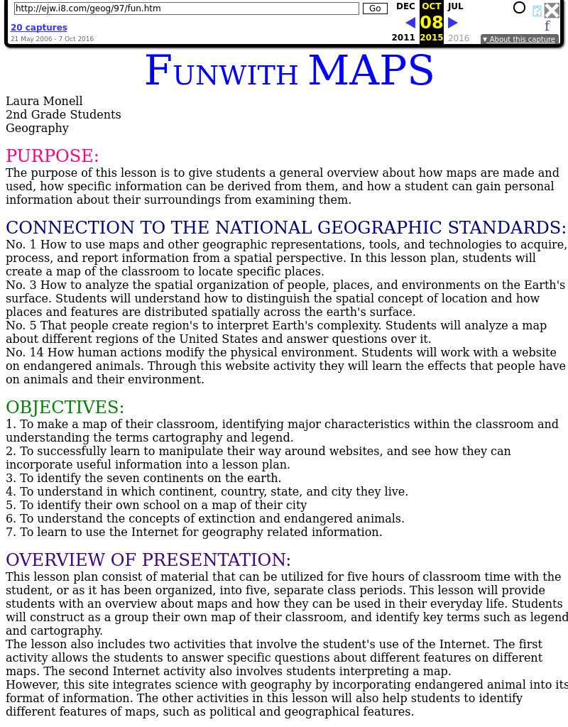 FUN WITH MAPS Lesson Plan