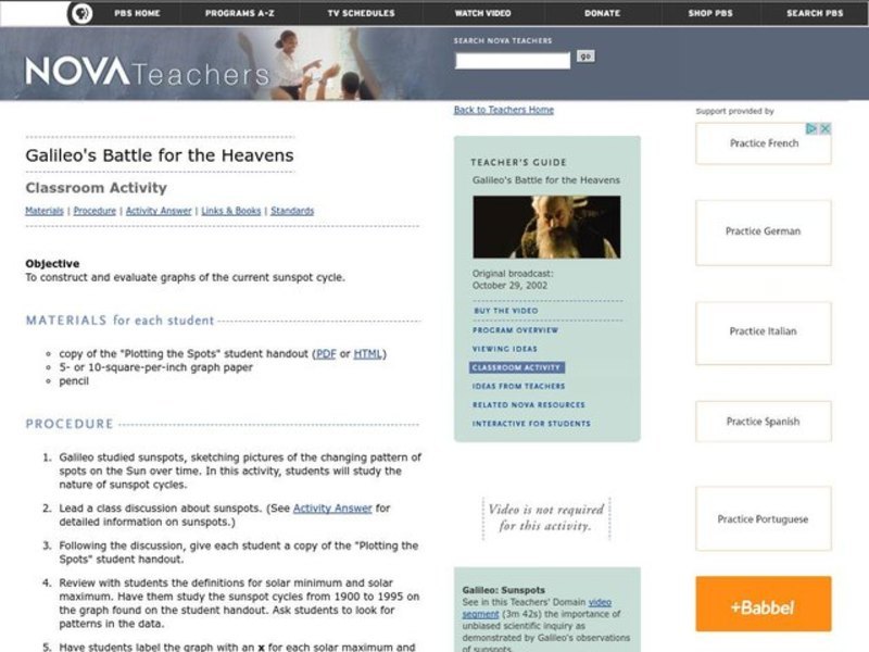 Galileo's Battle for the Heavens Lesson Plan