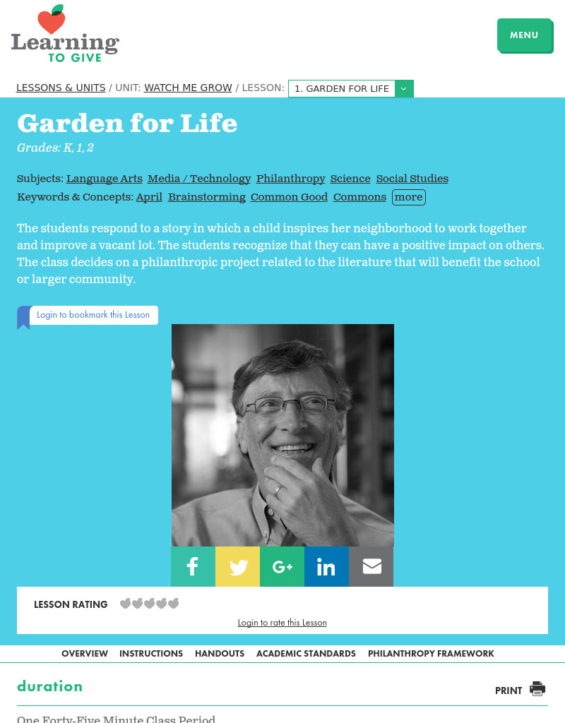 Garden For Life Lesson Plan