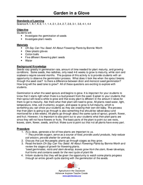 Garden in a Glove Lesson Plan