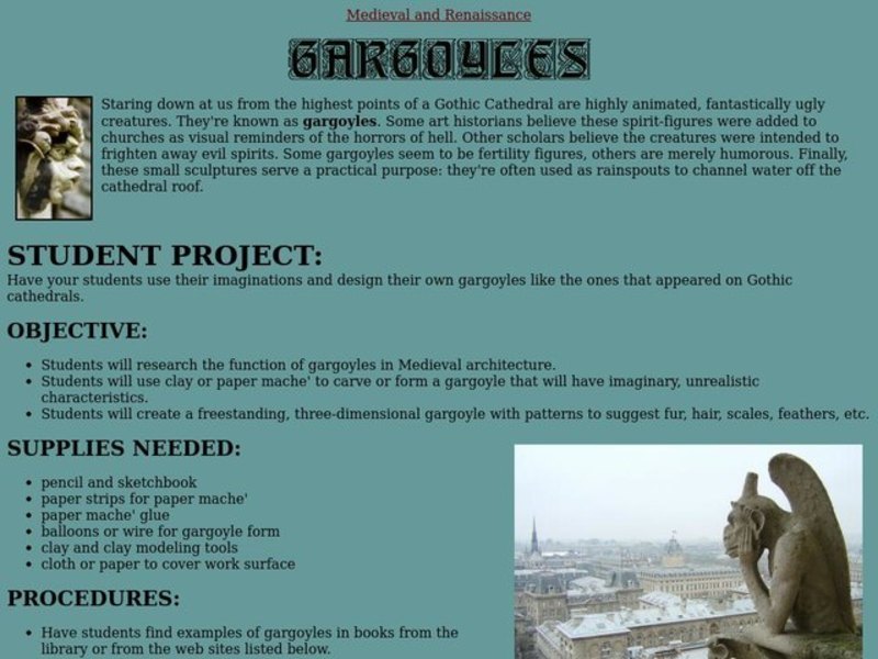 Gargoyles Lesson Plan
