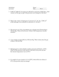 Gas Laws Worksheet