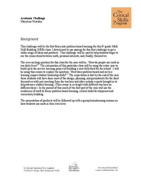 Academic Challenge Lesson Plan