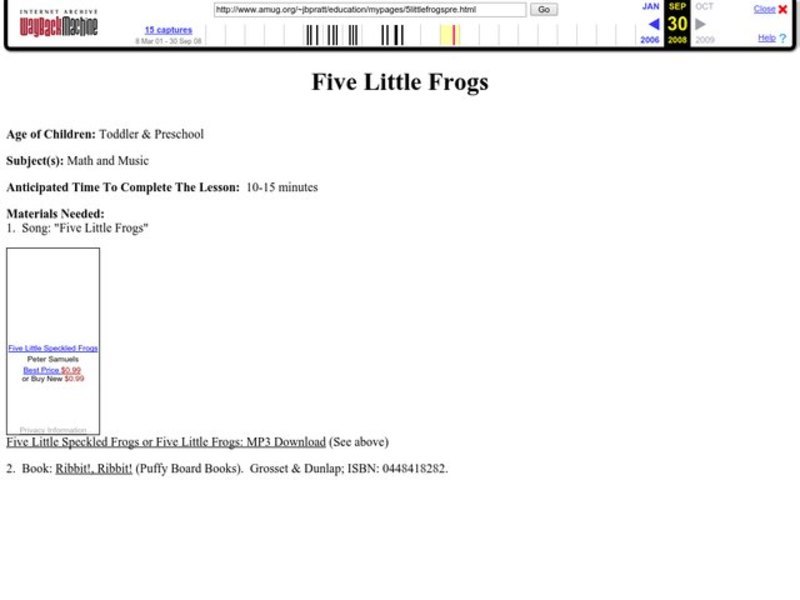 Five Little Frogs Lesson Plan
