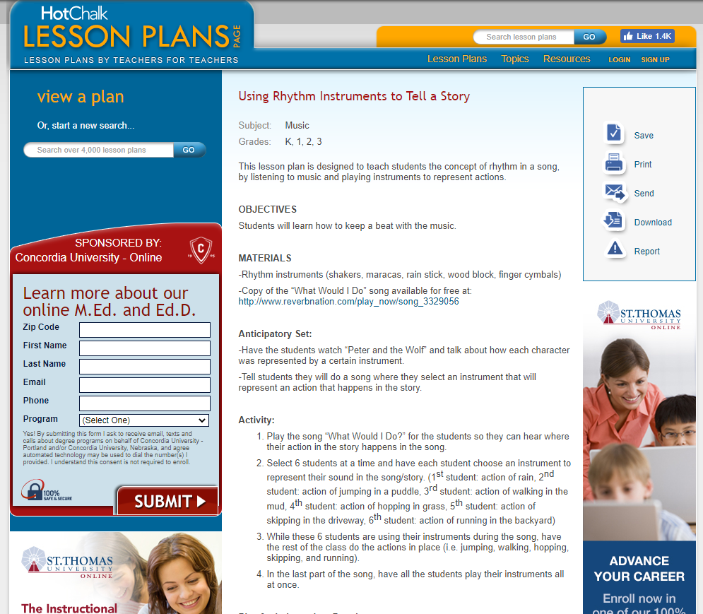 Using Rhythm Instruments to Tell a Story Lesson Plan