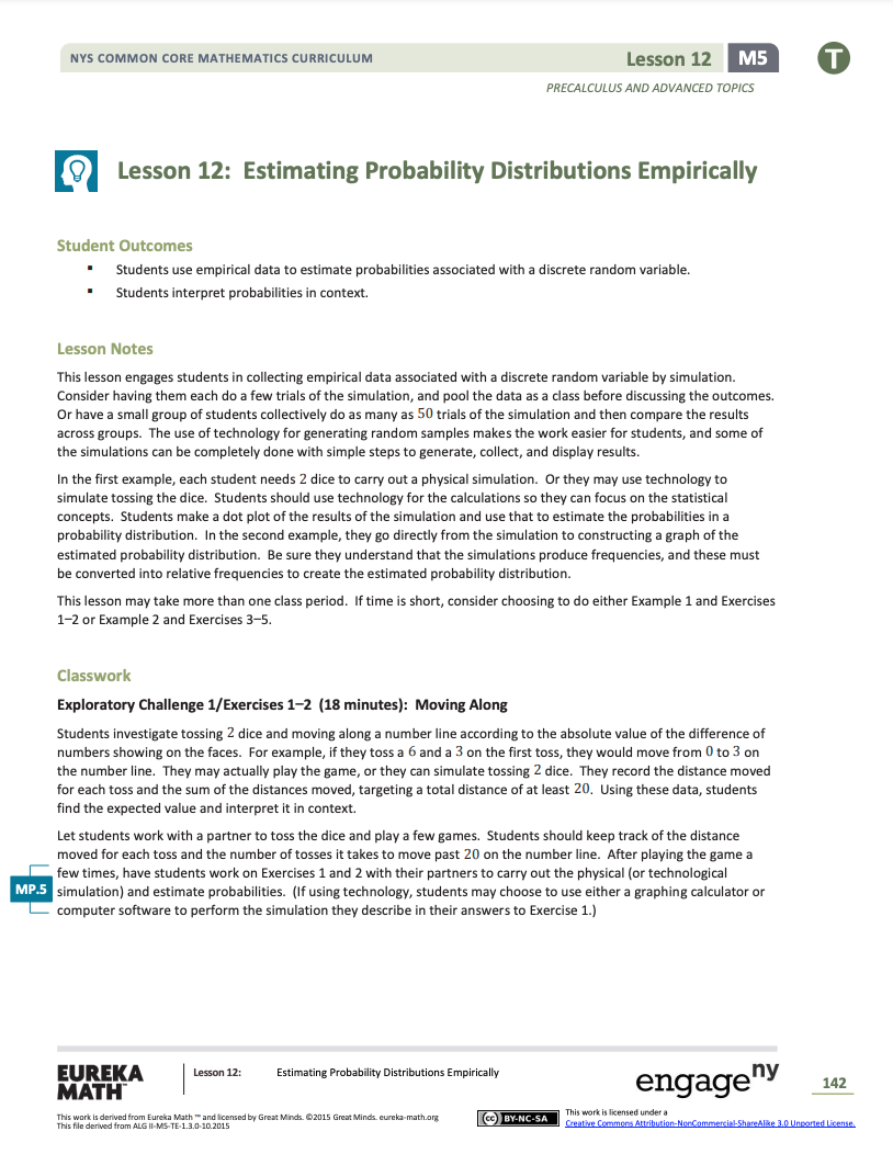 Estimating Probability Distributions Empirically 2 Lesson Plan